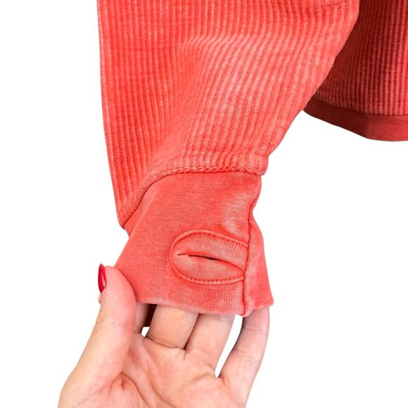 Oklahoma State Orange Corded Long Sleeve Thumbhole Crewneck Pullover Thick Shirt - Picture 5 of 8